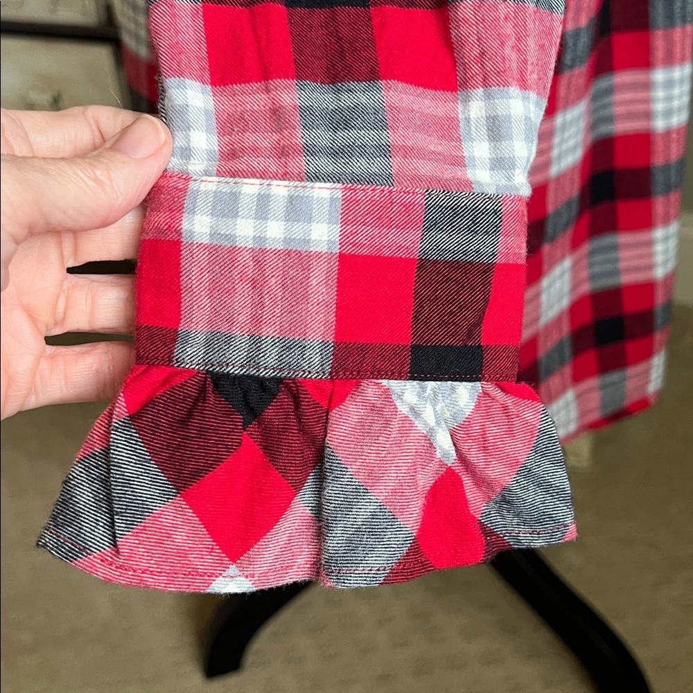 Ralph Lauren Polo Red Black White Gray Plaid Ruffle Dress - Picture 3 of 10